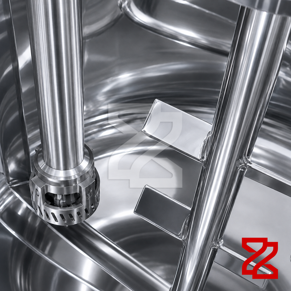 High-Shear Homogenizer, Triple-Wall Jacketed Mixing Kettle with Vacuum, Tank Scraper and Electric Heating (300L / 80 Gallon)
