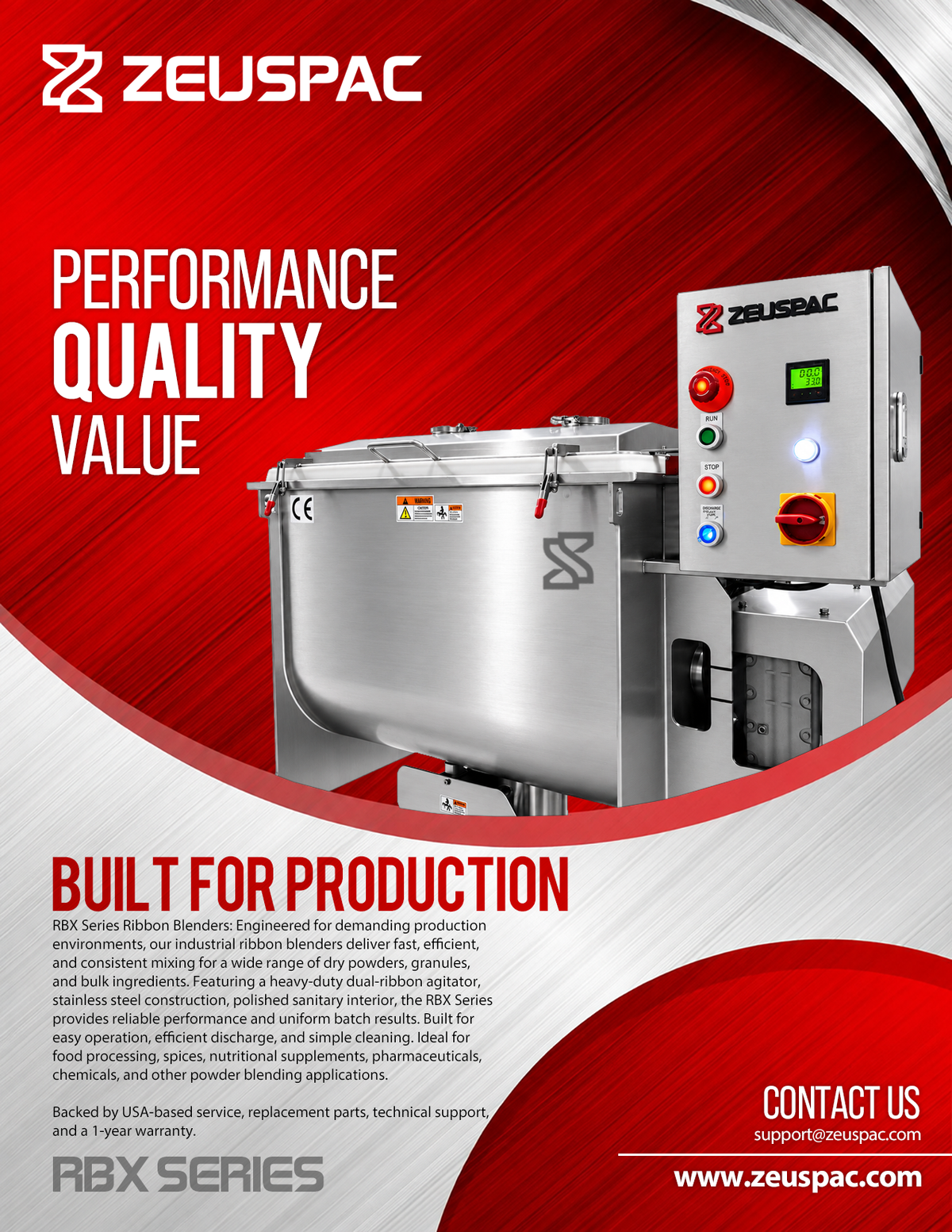 RBM-40 Ribbon Blender Powder Mixer 1.4 Cubic Foot / 40L Mobile
