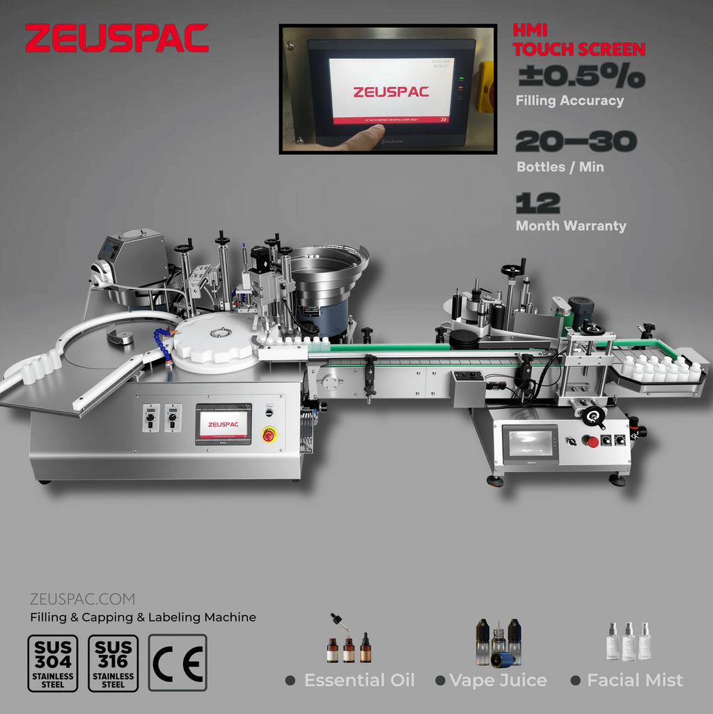 Automatic Dropper Bottle Liquid Filling, Capping & Labeling System